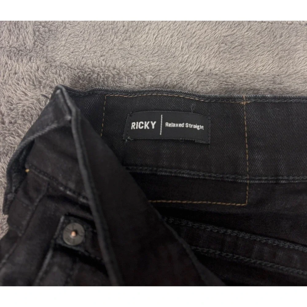 True Religion Ricky Relaxed Straight Leg Jeans‎ Mens 33 Black Denim RN112790